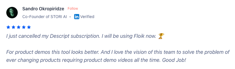 Floik 4 Sandro Okropiridze Floik Testimonial